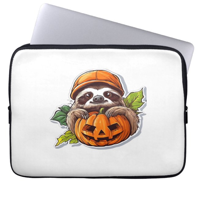 Funny Halloween Sloth Sticker Classic T-Shirt Laptop Fodral (Framsidan)