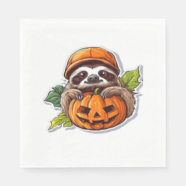 Funny Halloween Sloth Sticker Classic T-Shirt Pappersservett (Framsidan)