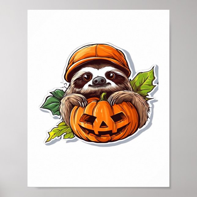 Funny Halloween Sloth Sticker Classic T-Shirt Poster (Framsidan)