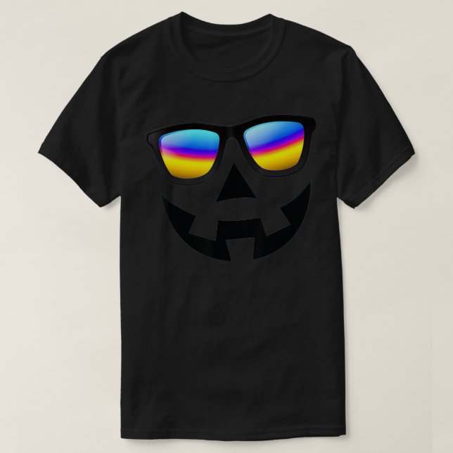 Funny Halloween Smile jack o lantern med glasögon T Shirt (Design framsida)