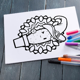 Funny Halloween Smiling Cactus Coloring Page Poster