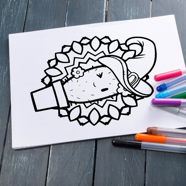 Funny Halloween Smiling Cactus Coloring Page Poster (Skapare uppladdad)