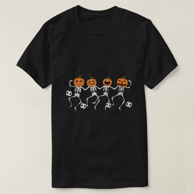 Funny Halloween Soccer Player Pumpkin Skeletons Ki T Shirt (Design framsida)