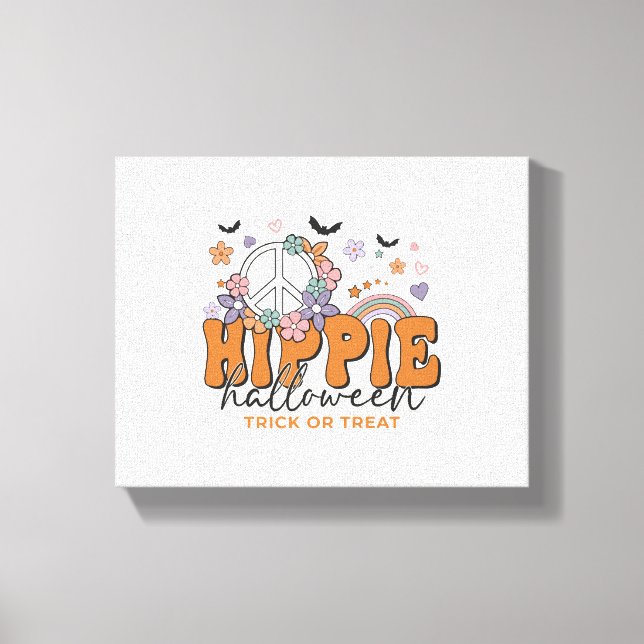 Funny Halloween som säger Hippie Halloween Canvastryck (Framsida)