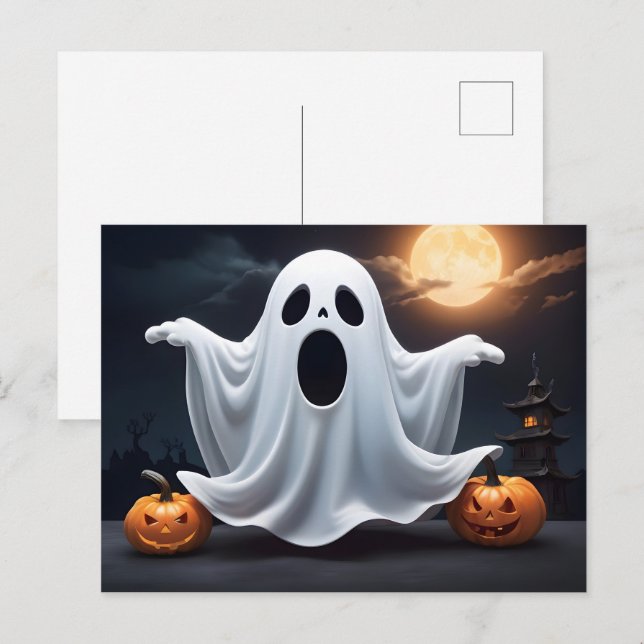 Funny Halloween-spöke Vykort (Fram/baksida)