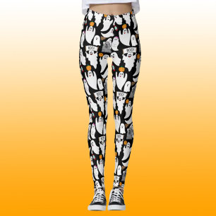 Funny Halloween Spöken Black and White Patterned Leggings