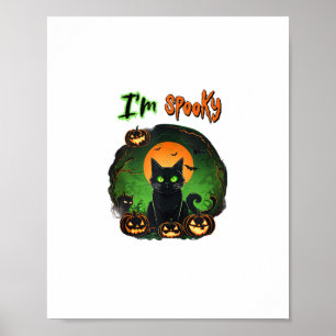 Funny Halloween Spooky Black Cat Pumpkin Fladdermu Poster