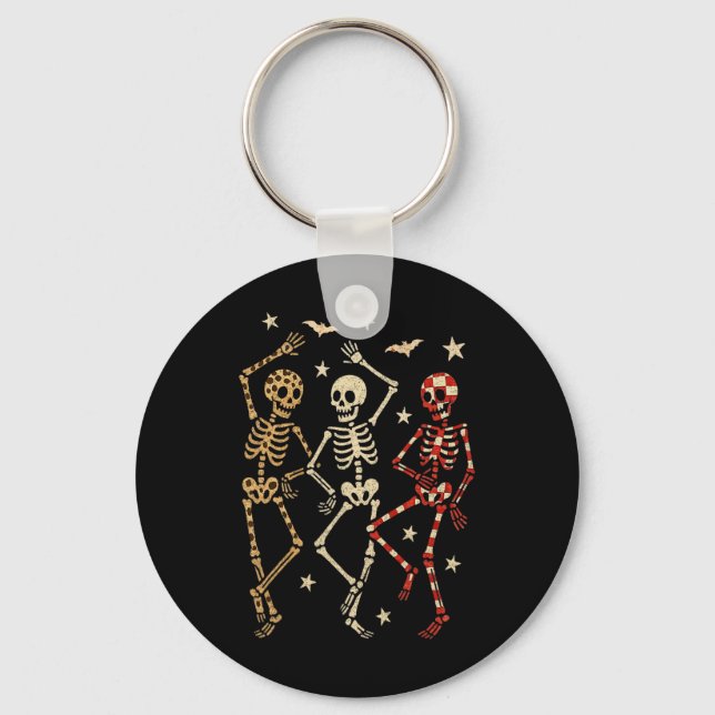 Funny Halloween Spooky Bones Skull Dancing Gift Sk Nyckelring (Framsida)