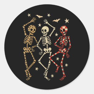 Funny Halloween Spooky Bones Skull Dancing Gift Sk Runt Klistermärke