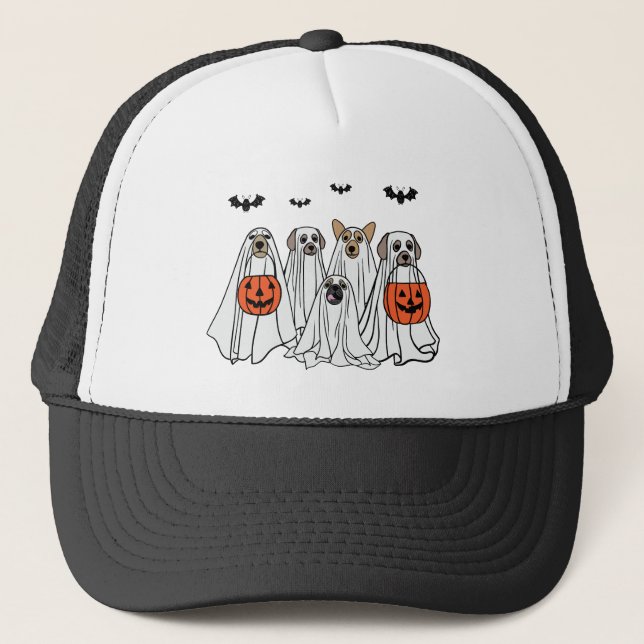 Funny Halloween Spooky Hundar - С ute Ghost Hundar Keps (Framsida)