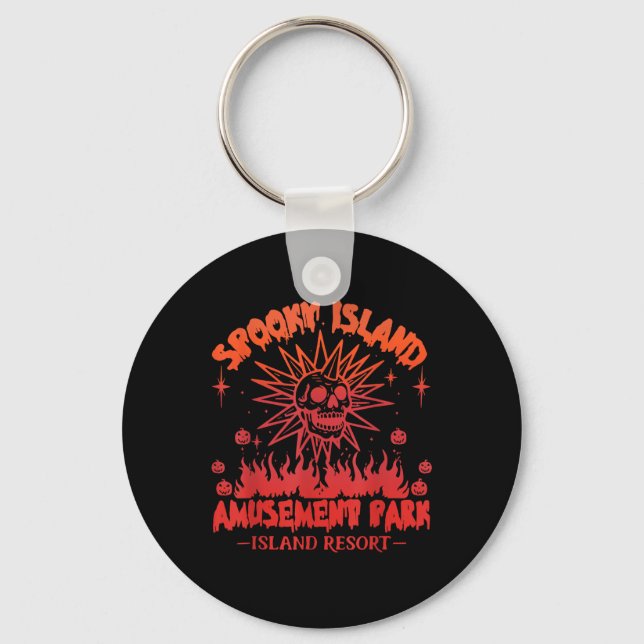 Funny Halloween Spooky Island Est 2002 Amusement P Nyckelring (Framsida)