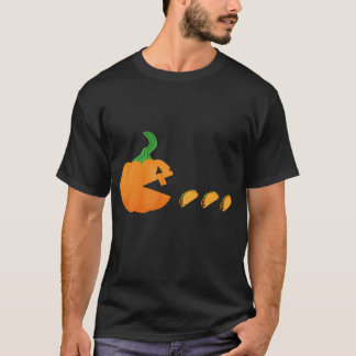 Funny Halloween Spooky Pumpkin Eating taco Kids T Shirt