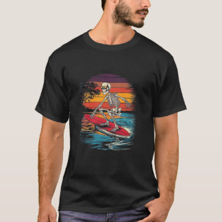 Funny Halloween Spooky Skeleton Surfing T Shirt