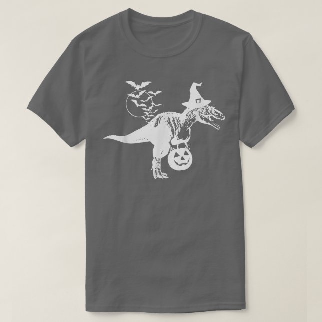 Funny Halloween T-Rex Dinosaur Witch Hat Trick ell T Shirt (Design framsida)