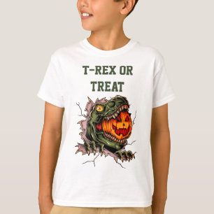 Funny Halloween T-rex Head Eats Pumpkin T Shirt