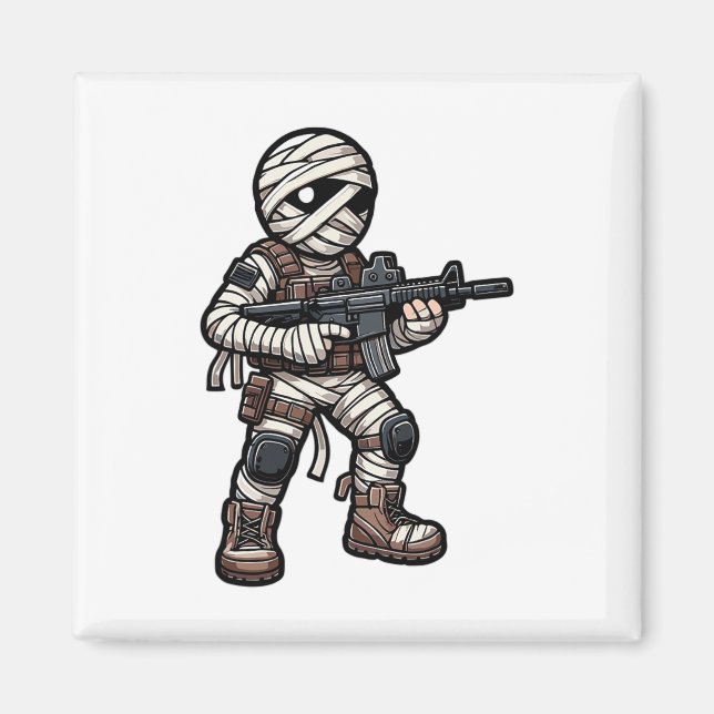 Funny Halloween Tactical Mummy Army Manar Veteran  Magnet (Framsidan)