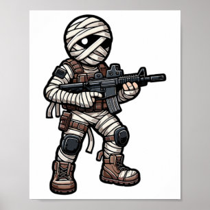 Funny Halloween Tactical Mummy Army Manar Veteran  Poster