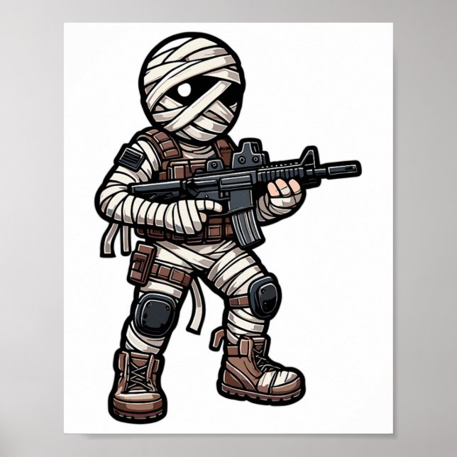 Funny Halloween Tactical Mummy Army Manar Veteran  Poster (Framsidan)