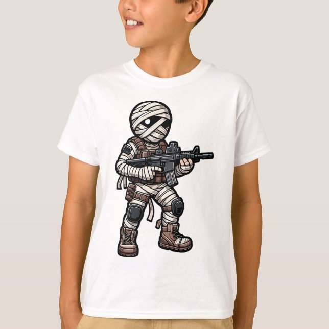 Funny Halloween Tactical Mummy Army Manar Veteran  T Shirt (Framsida)