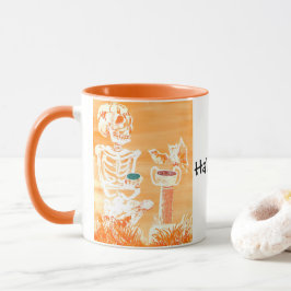 Funny Halloween Tea Skele-ton Fladdermus Crazy Kop Mugg