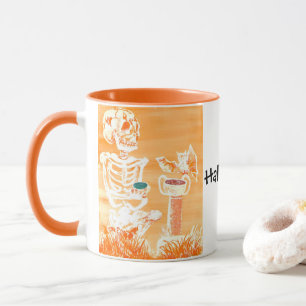 Funny Halloween Tea Skele-ton Fladdermus Crazy Kop Mugg
