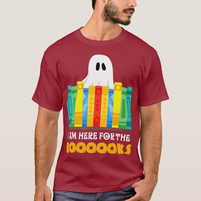 Funny Halloween Teacher Ghost Bokar Reading T Shirt (Framsida)