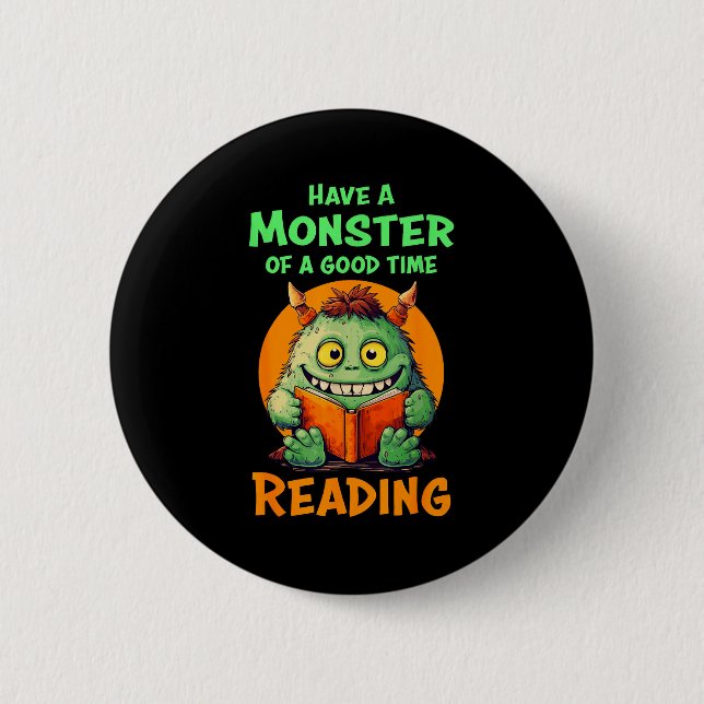 Funny Halloween Teacher Librarian Monster Reading  Knapp (Framsida)