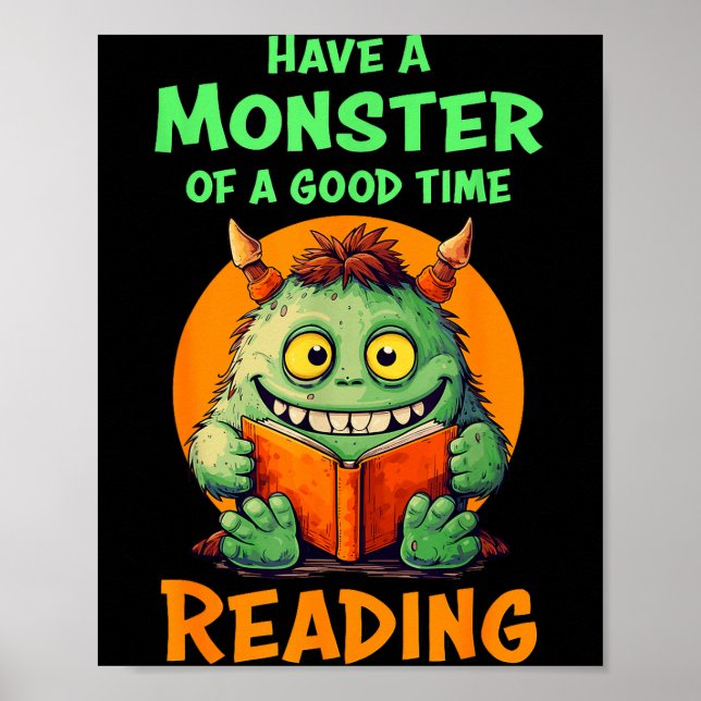 Funny Halloween Teacher Librarian Monster Reading  Poster (Framsidan)