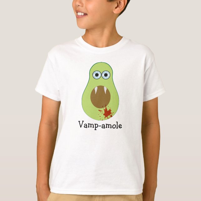 Funny Halloween Tecknad Vampire Avocado T-shirt (Framsida)