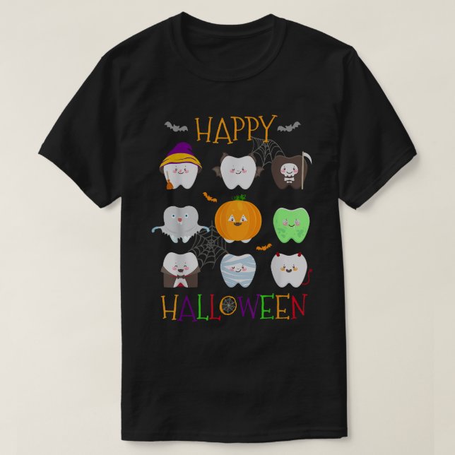 Funny Halloween Teeth Dentist Assistant Tooth Cost T Shirt (Design framsida)