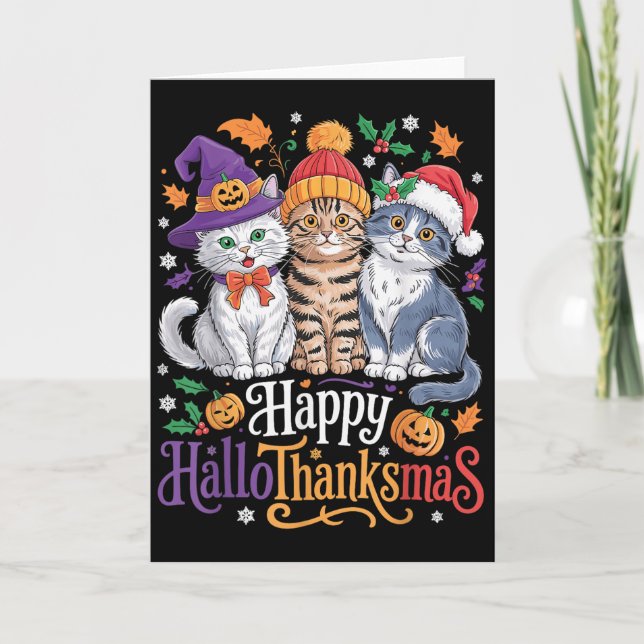 Funny Halloween Thanksgiving Christmas Happy Hallo Kort (Framsida)
