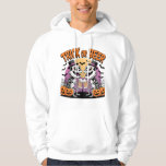 Funny Halloween Trick eller Beer Skeletons Hoodie<br><div class="desc">Lägg till en stänk av läskig roligt till ditt Halloween-firande med den här vismliga "Trick eller Beer"-designen! Med två malande skelettvarelser klädda i klassi top hat och som höjer mugg från öl i en festande skål, blandar detta konstverk perfekt ihop Halloween charm med vuxen humor. Inställd mot ett glödande fullt...</div>