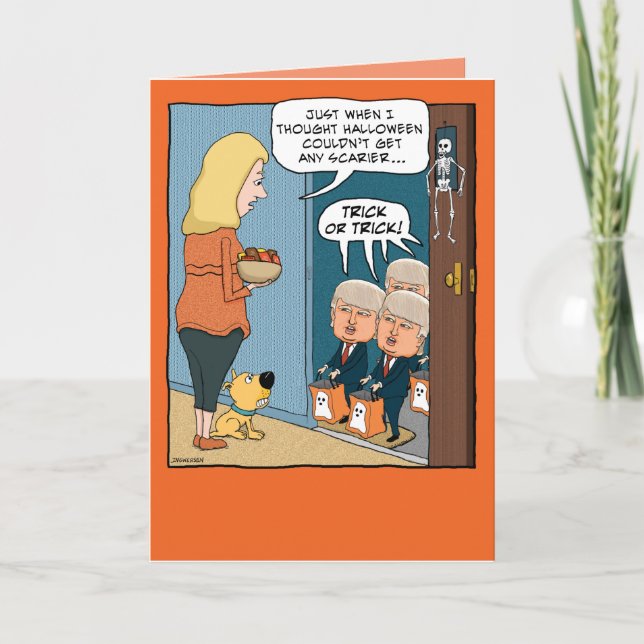 Funny Halloween Trump Trick-or-Treaters Kort (Framsida)