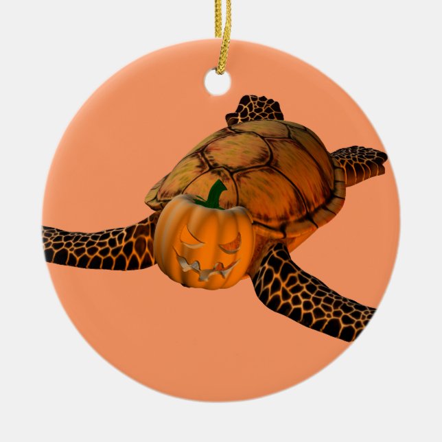 Funny Halloween Turtle Julgransprydnad Keramik (Framsidan)