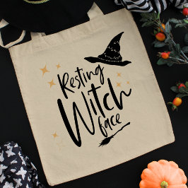 Funny Halloween Typography Witch, Broom & Hat Tygkasse