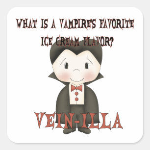 Funny Halloween Vampire Joke Fyrkantigt Klistermärke