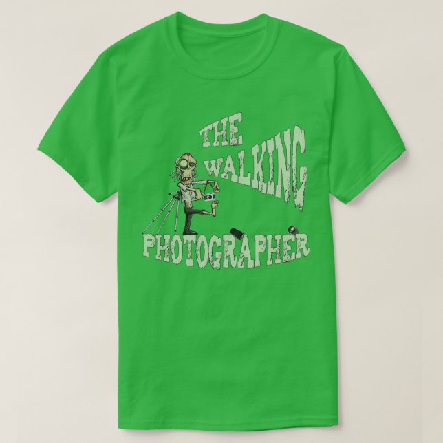 Funny Halloween Walking Zombie Photographer T Shirt (Design framsida)