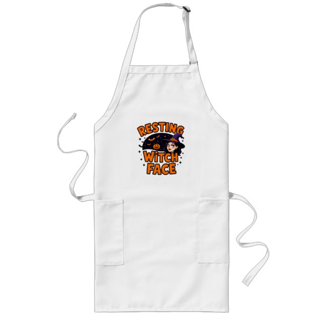 Funny Halloween Witch Design – "Resting Witch Face Långt Förkläde (Framsidan)