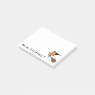 Funny Halloween Witch Pumpkin Flies Post-it Block