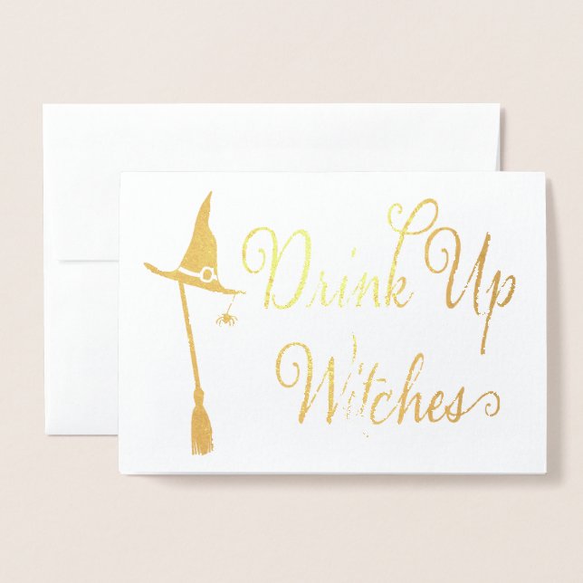 Funny Halloween Witch Real Foil Folierat Kort (Framsida med kuvert)