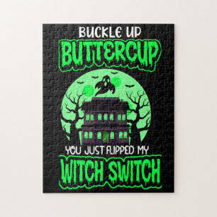 Funny Halloween Witch Switch Neon Grönt Pussel