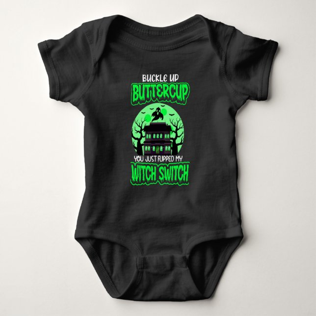Funny Halloween Witch Switch Neon Grönt T Shirt (Framsida)