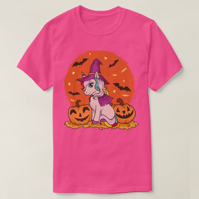 Funny Halloween Witchy Unicorn Cute Witch Pumpkin T Shirt (Design framsida)