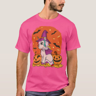 Funny Halloween Witchy Unicorn Cute Witch Pumpkin T Shirt