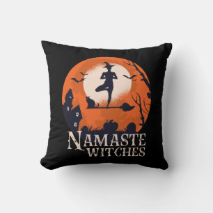 Funny Halloween Yoga Älskare Namaste Witches Kudde