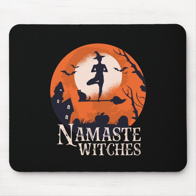 Funny Halloween Yoga Älskare Namaste Witches Musmatta (Framsidan)