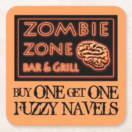 Funny Halloween Zombie Drinks Fuzzy Navel Underlägg Papper Kvadrat