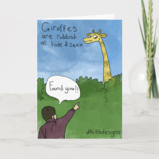Funny Hälsning-kort - "Giraffe; Göm och sök" Kort