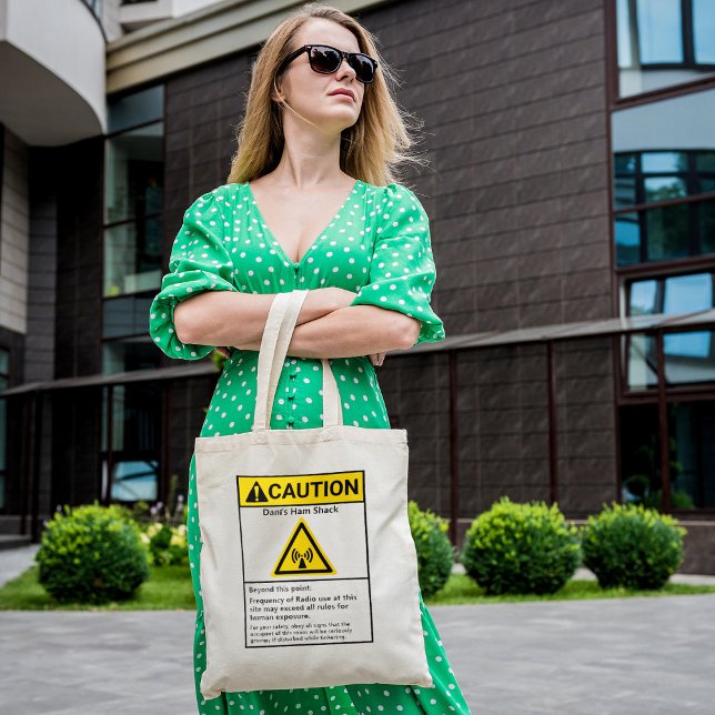 Funny Ham Shack Caution-radiooperatör Tygkasse (Skapare uppladdad)