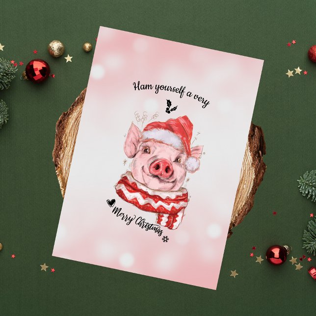 Funny Ham Yourself a Väldigt God jul Gris Julkort (Skapare uppladdad)